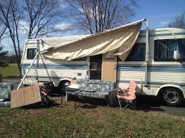 RV awning on class C that has been destroyed by wind